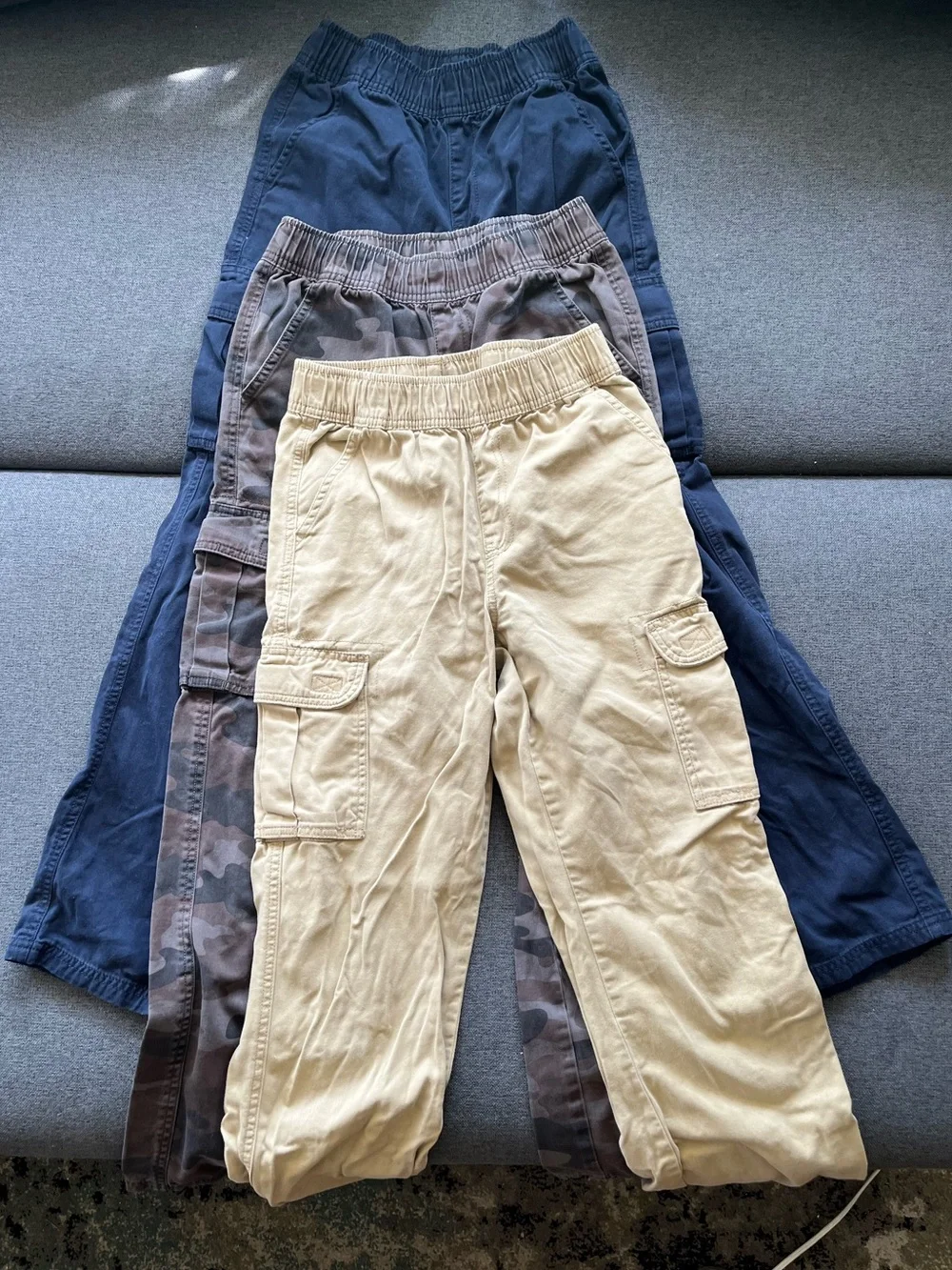 3 Pairs The Children’s Place Boys Cargo Pants Size 12 Navy Khaki Camo Uniform